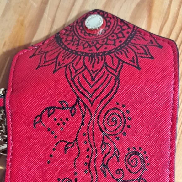 Hand Painted Red Patterned Women's Mini Wallet Coin Purse - Picture 5 of 9